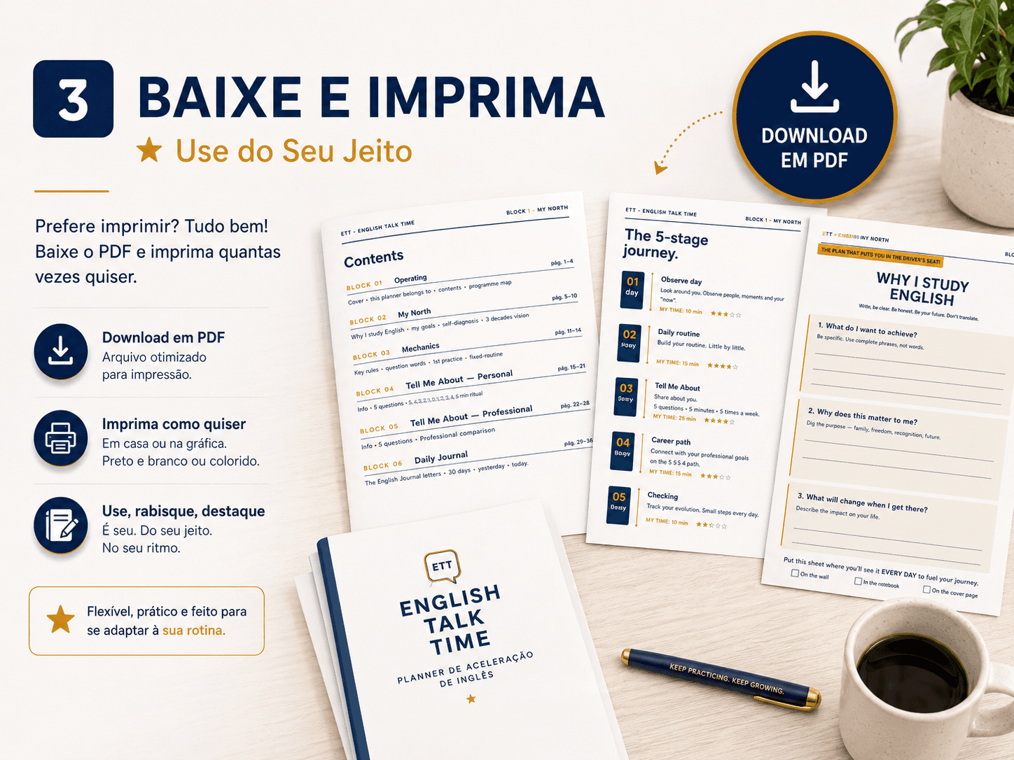 Páginas do ETT Planner prontas pra baixar e imprimir