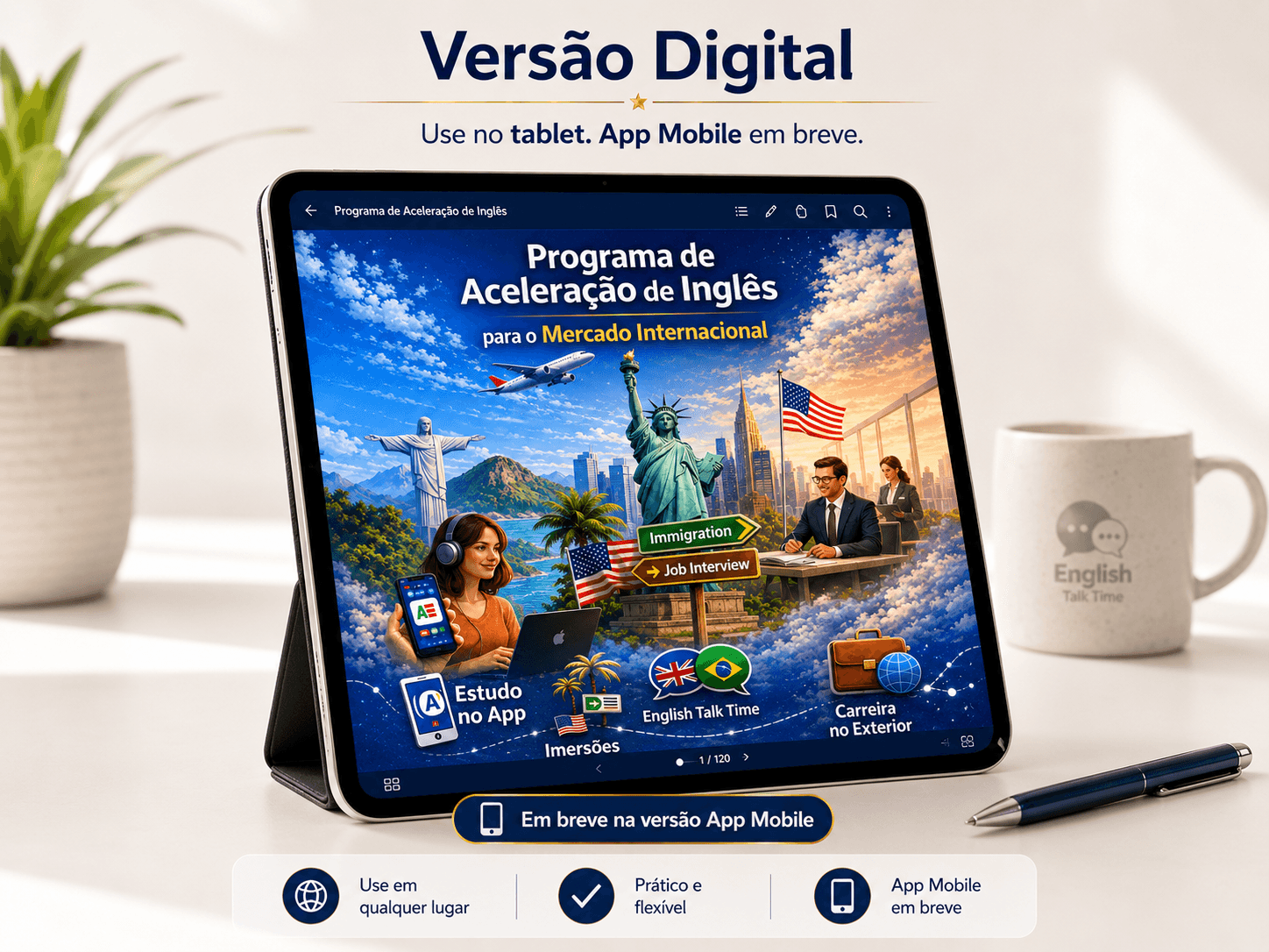 Versão digital do ETT Planner em um tablet